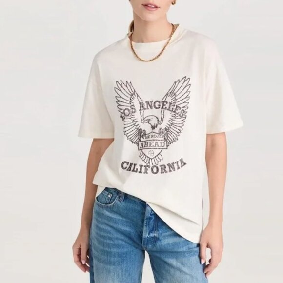 NWT Anine Bing Milo Tee Black Eagle Vintage Inspired Tee Small - Picture 3 of 12